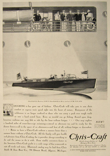 1930 Chris Craft Runabout Boat Ad