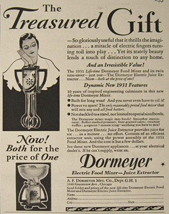 1931 Dormeyer Electric Food Mixer Ad
