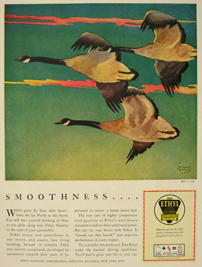 1930 Ethyl Gasoline Ad ~ Stark Davis Geese