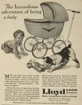 1930 Vintage Lloyd Baby Carriage Ad ~ Dog Chews on Doll