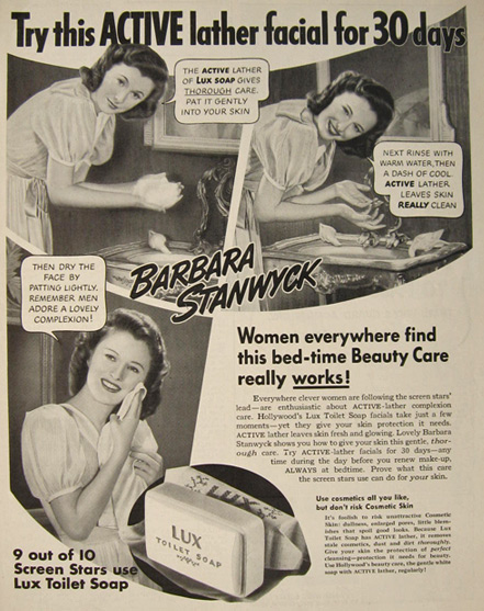 1940 Lux Toilet Soap Ad ~ Barbara Stanwyck