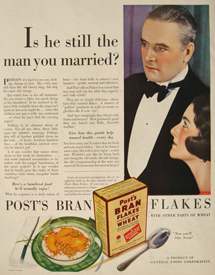 1930 Post Bran Flakes Ad ~ Still the Man You Married