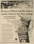 1930 Quaker Puffed Rice & Wheat Ad ~ New Package