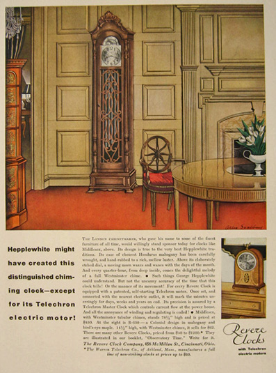 1930 Revere Chiming Grandfather Clock Ad