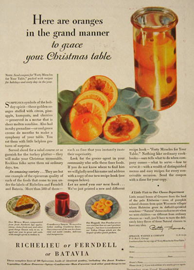 1930 Richelieu Ferndell Batavia Foods Ad