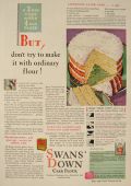 1930 Swans Down Cake Flour Ad ~ Lightning Layer Cake Recipe