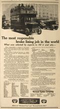 1917 Thermoid Brake Lining Ad ~ NYC 5th Ave Double Decker Bus