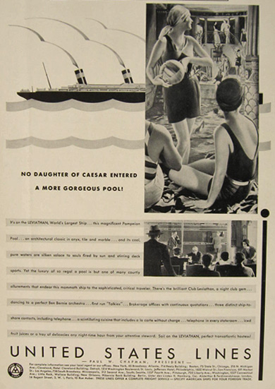 1930 United States Lines Leviathan Ad