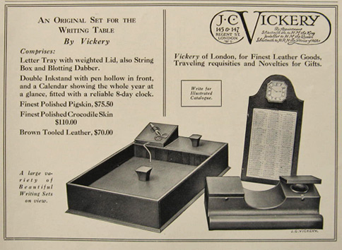 1929 J.C. Vickery Ad ~ Writing Sets