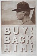 1918 Buy Thrift Stamps Soldier WWI Print ~ BUY! BACK HIM!