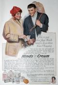 1918 Hinds Hand Cream Ad ~ Snowshoe Couple