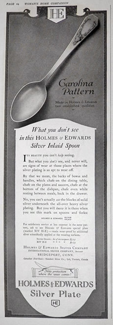 1918 Holmes Edwards Silveplate Ad ~ Carolina
