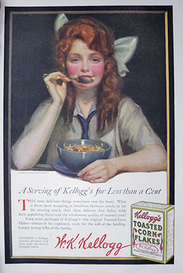 1917 Kellogg's Corn Flakes Ad ~ J.C. Leyendecker