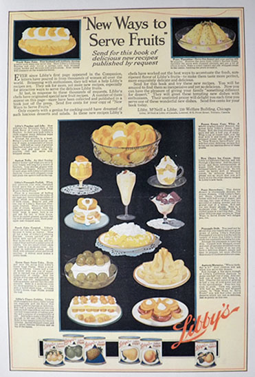 1917 Libby's Fruits Ad ~ New Ways to Serve Fruits Recipes