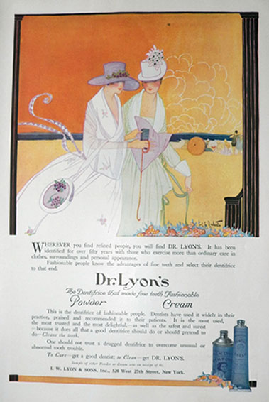 1918 Dr. Lyon's Dentrifice Ad ~ Beautiful Art