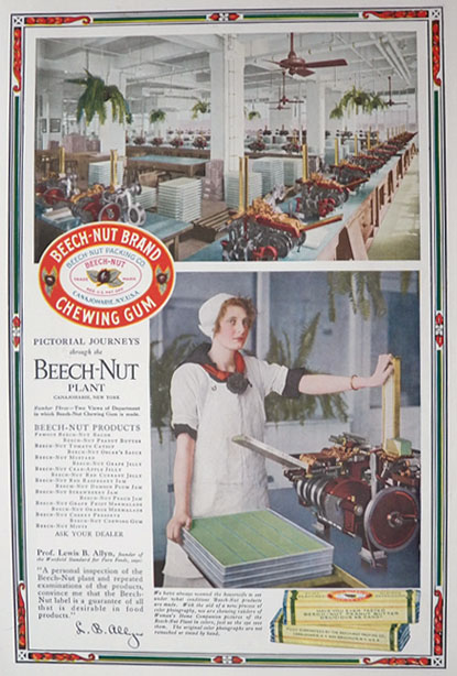 1916 Beechnut Gum Ad ~ Photos at Canajoharie Plant