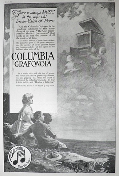 1916 Columbia Grafonola Ad ~ There is Always Music