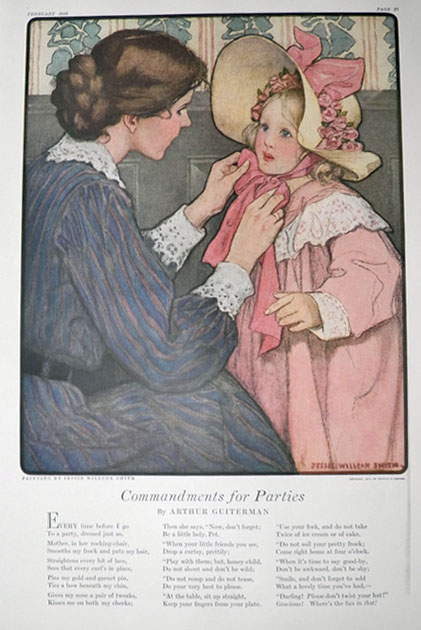 1916 Jessie Willcox Smith Print with Verse ~ Commandments for Parties
