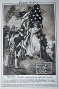 1916 Edwin Blashfield Patriotic Print ~ Soldiers Salute the Flag