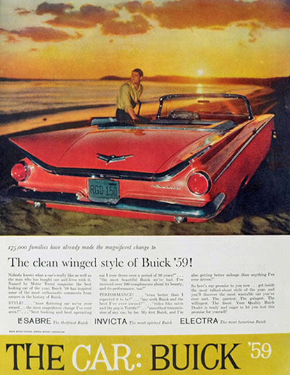 1959 Buick Convertible Ad ~ Clean Winged