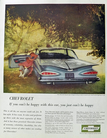 1959 Chevy Impala Sport Coupe Ad ~ Can't Be Happy
