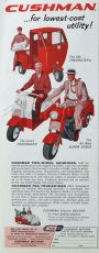 1959 Cushman Scooter Motorcycle Ad ~ Truckster, Pacemaker, Eagle
