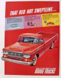 1959 Vintage Dodge Sweptline Truck Ad ~ Red Hot
