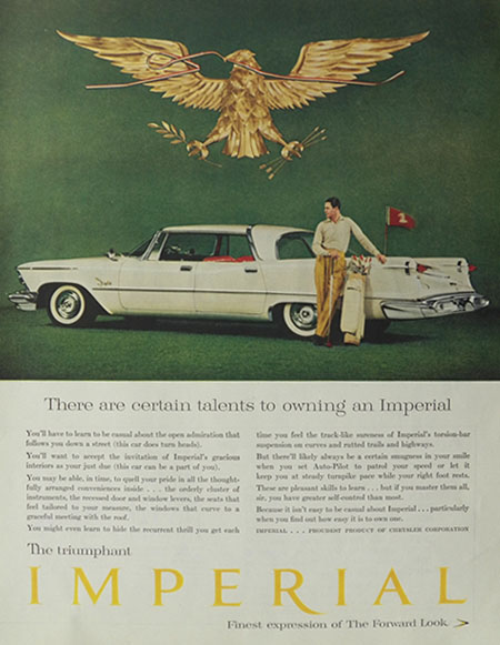 1958 Chrysler Imperial Ad ~ Certain Talents