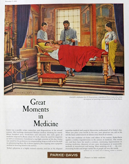1959 Parke Davis Ad ~ Great Moments in Medicine ~ Galen