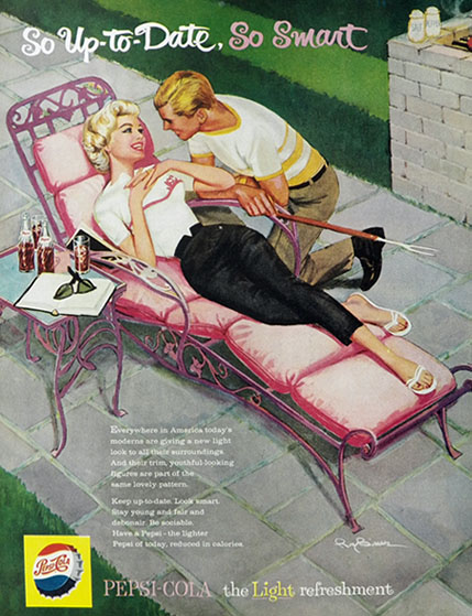 1959 Pepsi Ad ~ Barbecue Guy Flirts with His Date