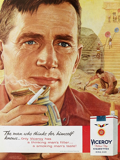 1959 Viceroy Cigarettes Ad ~ Slayton Underhill Archaeologist