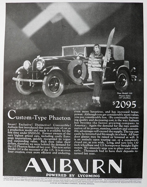 1929 Auburn Phaeton Sedan Ad ~ Model 120