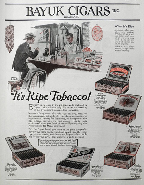 1925 Bayuk Cigars Ad ~ Ripe Tobacco