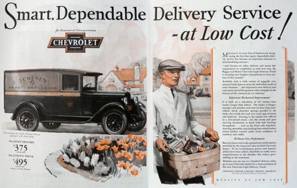 1928 Chevy Delivery Truck Ad ~ Smart, Dependable