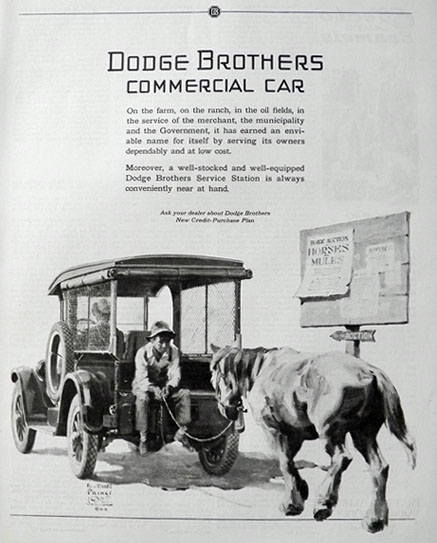 1925 Dodge Commercial Car Ad ~ Horse Auction
