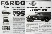 1928 Chrysler Fargo Truck Ad ~ Panel Truck & Sedan