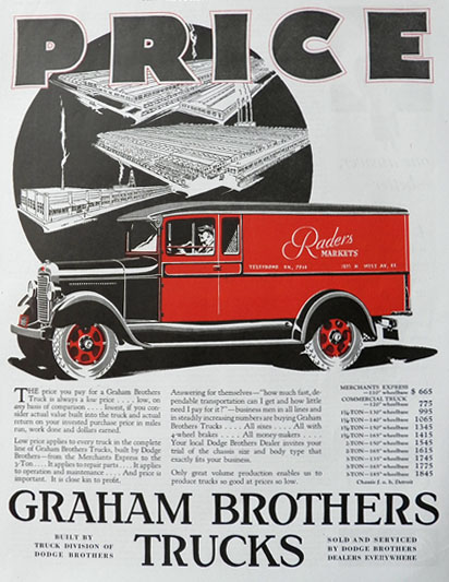 1928 Graham Brothers Trucks Ad ~ Low Price
