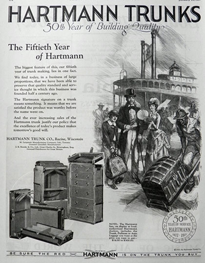 1927 Hartmann Trunk Ad ~ 50th Year