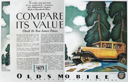 1929 Oldsmobile Sedan Ad ~ Compare Its Value