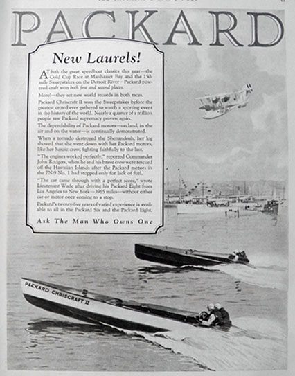 1925 Packard Chriscraft II Speedboat Ad