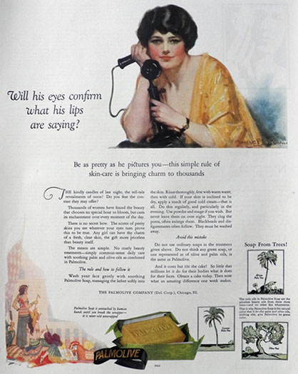 1927 Palmolive Soap Ad ~ Clarence Underwood Art