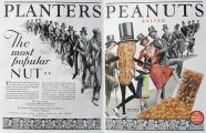 1929 Planters Peanuts Ad ~ Crowds Follow Mr. Peanut