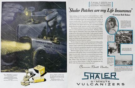 1928 Shaler Tire Vulcanizers Ad ~ Cannonball Baker