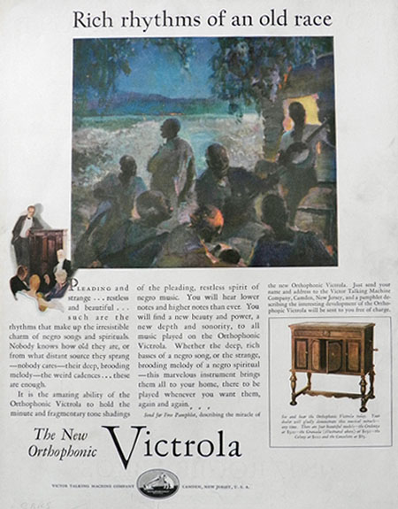 1926 Orthophonic Victrola Ad ~ Negro Songs & Spirituals