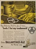 1939 Ballantine's Ale Ad ~ 3 Ring Trademark