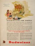 1942 Vintage Budweiser Beer Ad ~ Pinch Hitting for Norway
