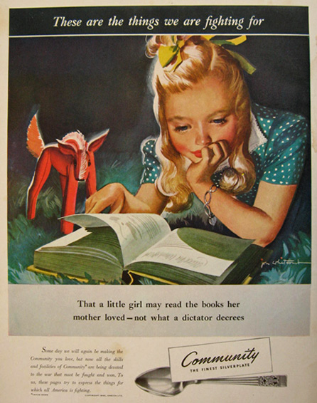 1942 WWII Community Silverplate Ad ~ Production Suspended for War