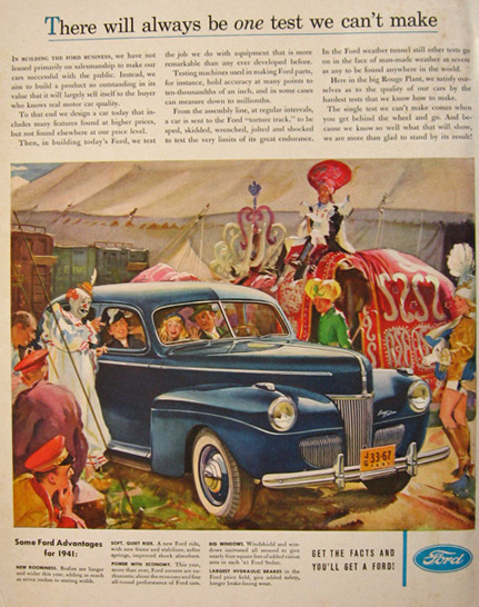 1941 Ford Super Deluxe Ad ~ At the Circus