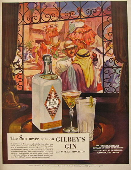 1941 Gilbey's Gin Ad ~ Charles Dye Middle Eastern Scene