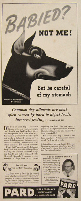 1941 Pard Dog Food Ad ~ Stan Ekman, Doberman Pinscher